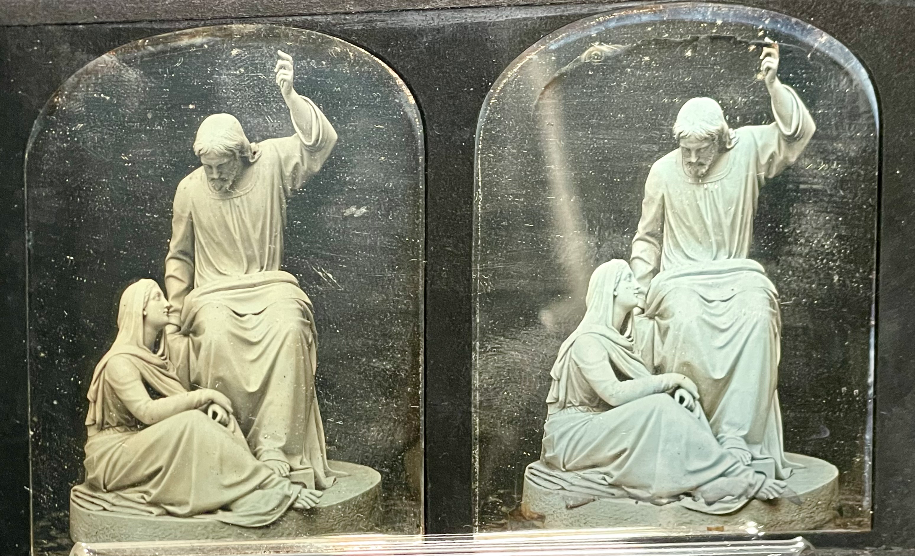DAGUERROTIPO ESTEREO (JESUS Y MUJER SENTADA)